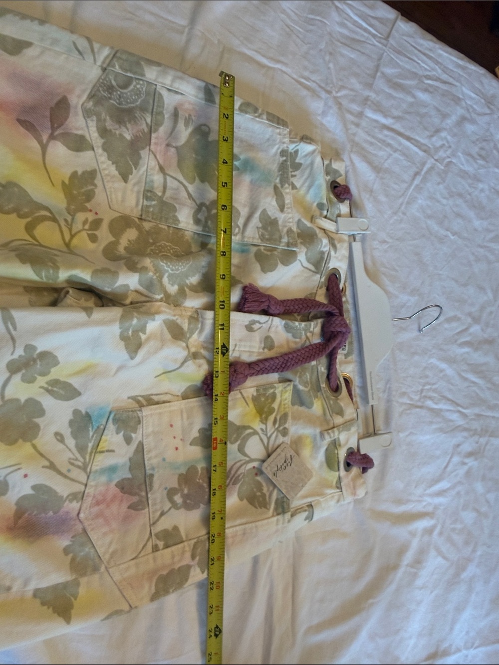 NWT Free People We The Free Moxie Printed Flocked Barrel Jeans ivory floral - 29 - Picture 9 of 10